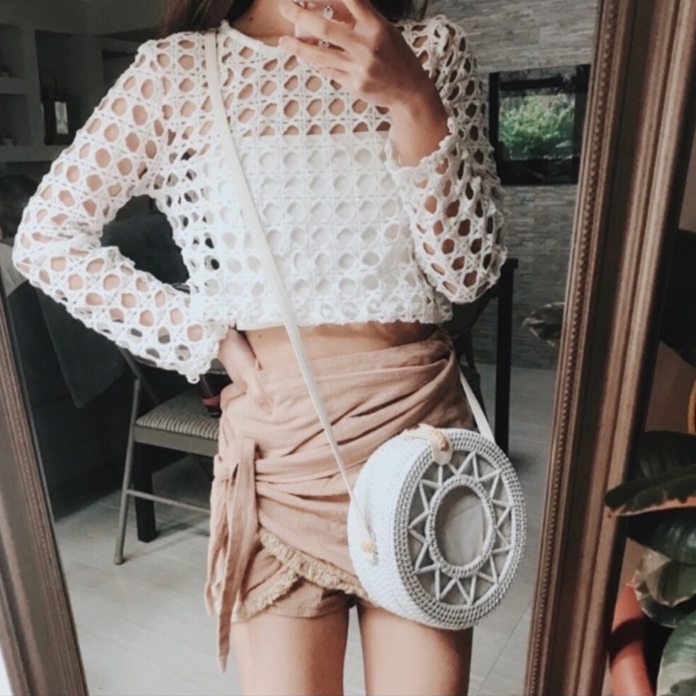 Wrap Front Tie Fringe Skort